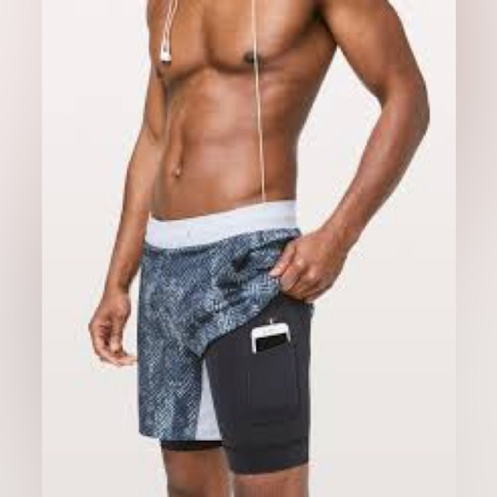 Lululemon T.H.E Nulu Lined 7” Shorts XXL Bleached Herringbone $88